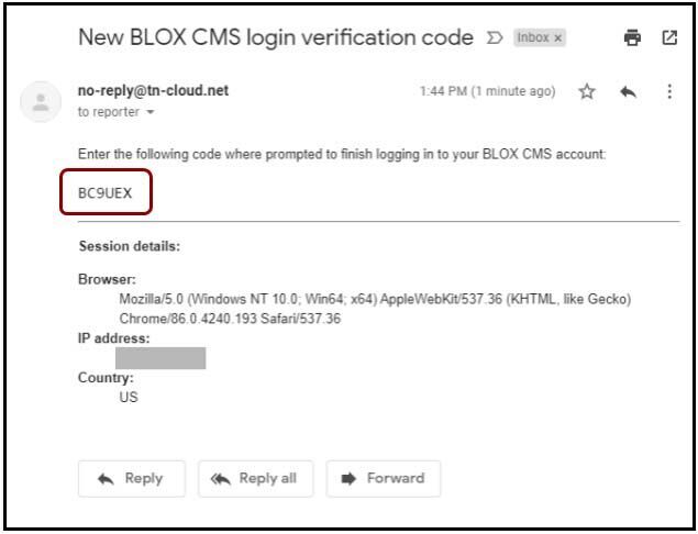Login verification email